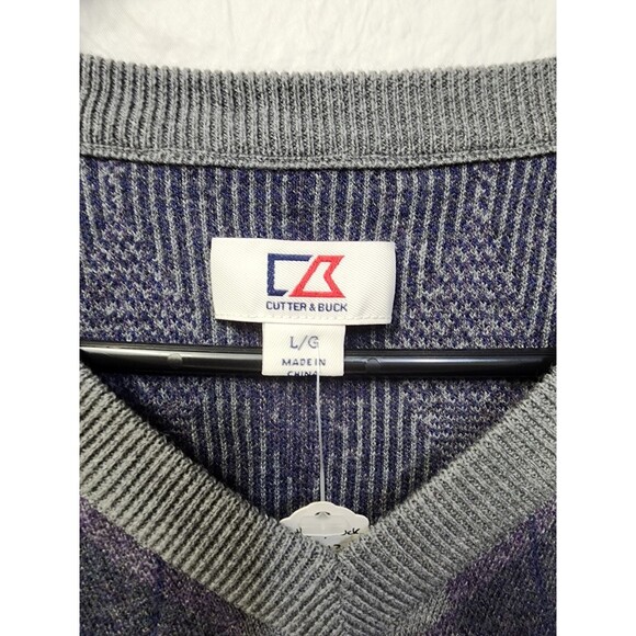 Cutter & Buck Men's Kains Argyle Vneck Sweater Size Large - Picture 3 of 3